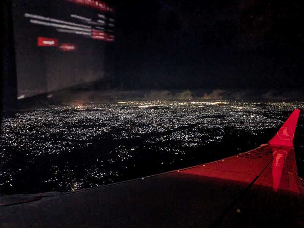 Aerial view on Dar es Salaam at night.
